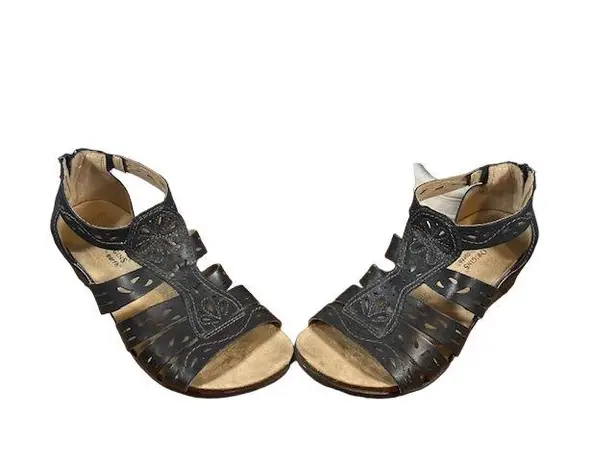 Born concept Born Dark Brown Leather Woven Crisscross Sandals Women Sz 8
