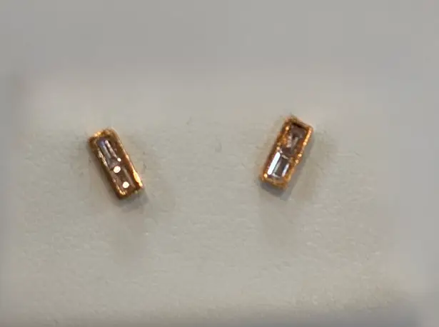 14k Rose Gold x Diamond Baguette Stud Earrings