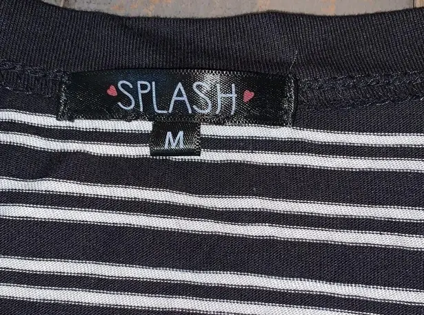 Splash 5/$25  Black & White Striped Short Sleeve Top Medium NWT