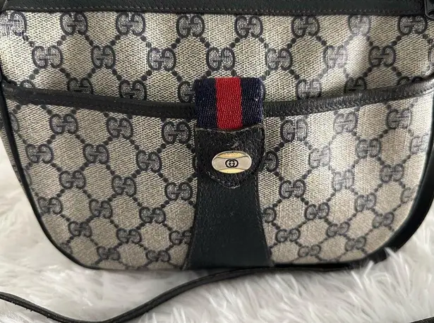 Gucci  GG  Vintage Sherry Line Stripe Navy  Crossbody Shoulder Navy bag Handbag