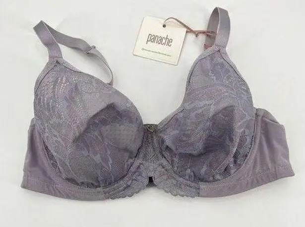 Panache NWT  Radiance Moulded Bra Sz 32DD Soft Thistle Gray Lace