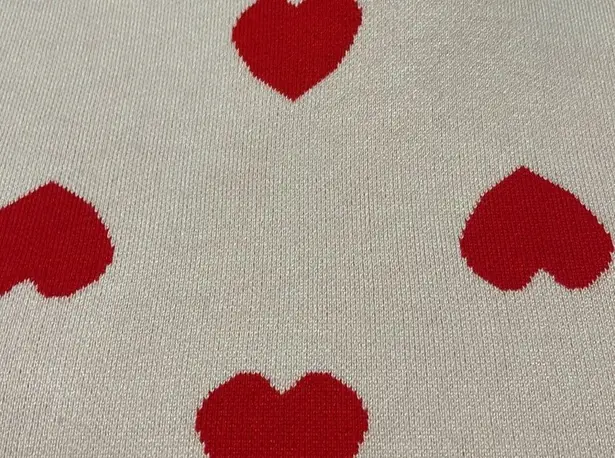 Marled Reunited Clothing VALENTINES DAY SWEATER. WHITE w RED HEARTS