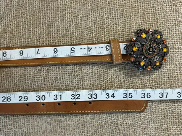 Vintage Womens Tan Full Grain Leather Trouser Belt Size 32