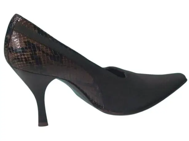 Donald Pliner Expresso Silk Elastic Pump Shoe Snake Pitone Leather NWT $255 Brown Size 10