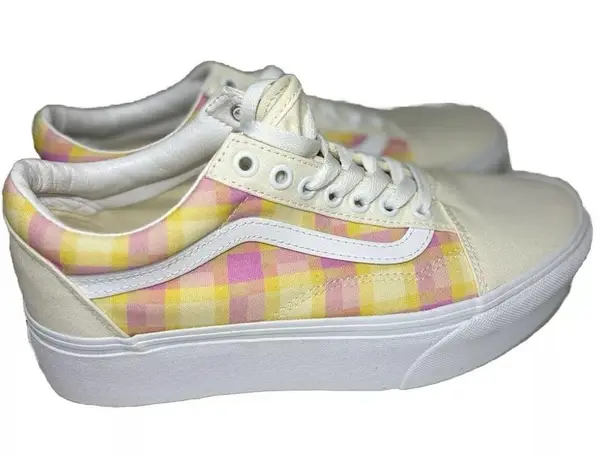 Vans NEW  Old Skool Stackform Pastel Picnic Plaid Platform Womens 8.5