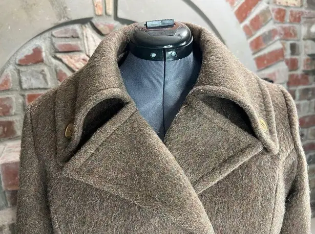 coat double breasted wool brown oversized collar union made Size L