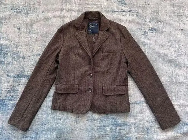 American Eagle  Outfitters Brown Herringbone 2 Button Wool Blend Blazer Medium