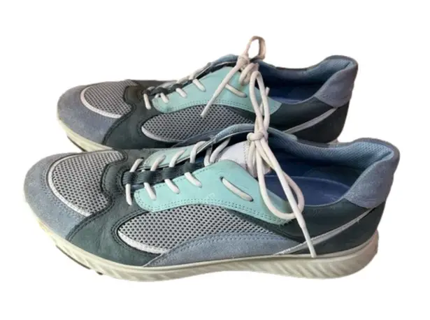 ecco ST.1 women’s sneakers, EUC size 11 (42). Dusty Blue/White/Concrete/Lake Blue
