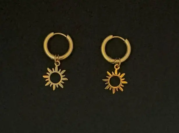 18K Gold Plated Sun Dangle Drop Earrings for Women