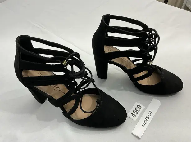 Womans Christian Siriano Ankle shoe 6.5 Black Strappy Tie Block Heel