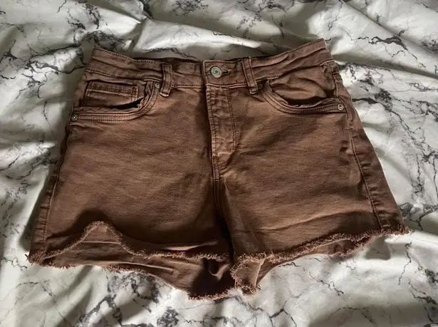 Green Tea Green Coast Brown Denim Cutoff Shorts