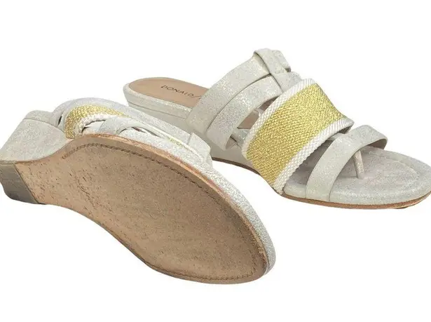 Donald Pliner Donald J Pliner ᪥ Dara Mesh Wedge Leather Sandals ᪥ Silver Gold Metallic ᪥ 8.5M