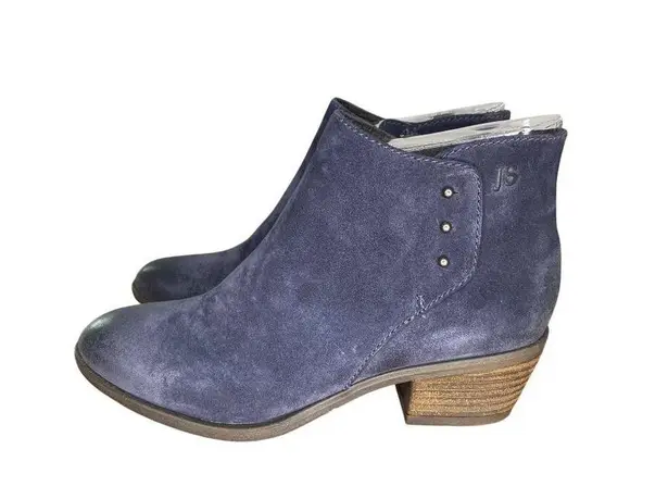 Josef Seibel Daphne 11 Blue Suede Ankle Boots W/ Inside Zipper & Faux Fur Lining Size 6