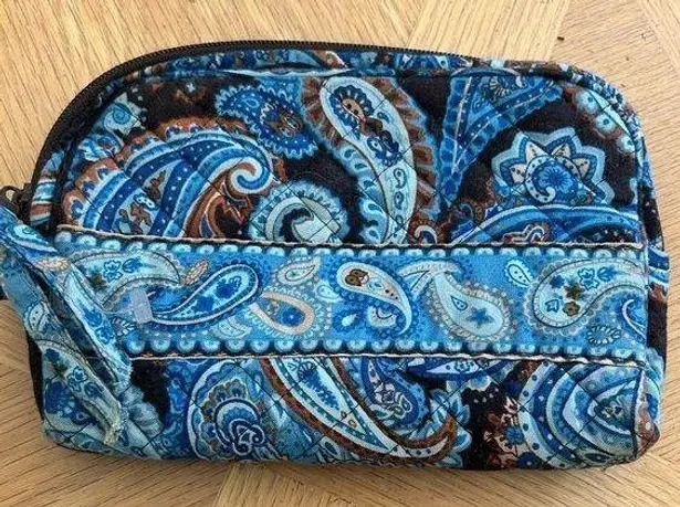 ☘️Stephanie Dawn Mocha Paisley Blue paisley Cosmetic bag retired