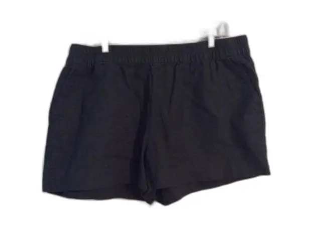 Linen Blend Black Plus Size Pull On Shorts XXL Peach Pearls