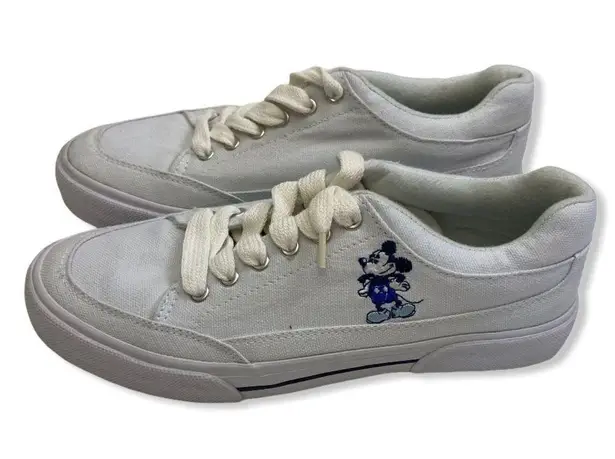 Disney  Mickey Mouse White Canvas Lace Up Sneakers