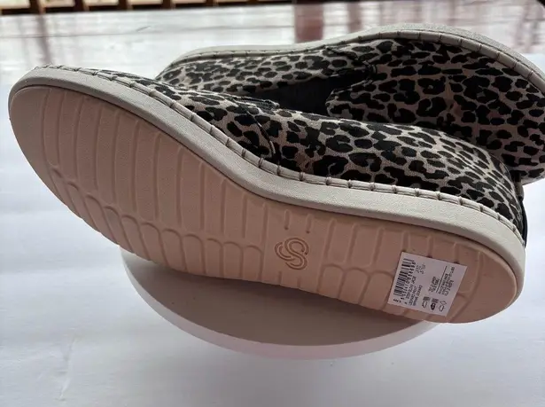 Clarks Cloud Steppers Loafer Shoes Womens Black/Tan Leopard Print Slip On S