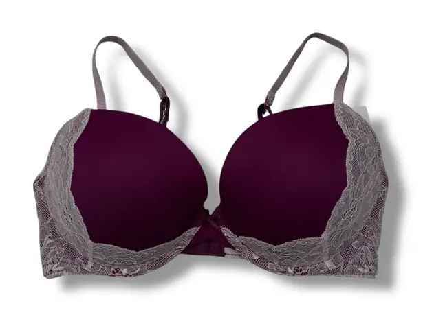Frederick's of Hollywood NWT Icon Push-Up Bra Women's 36C Merlot Lace Lingerie