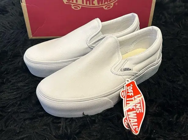 Vans  off the wall white platform slip on shoes sneakers women’s 7.5 new