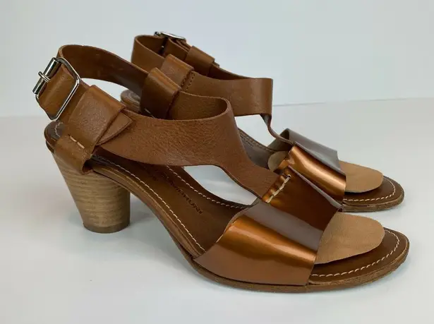 AGL Attilio Giusti Leombruni Heels Sandals 5.5 Brown Copper Patent Leather 35.5