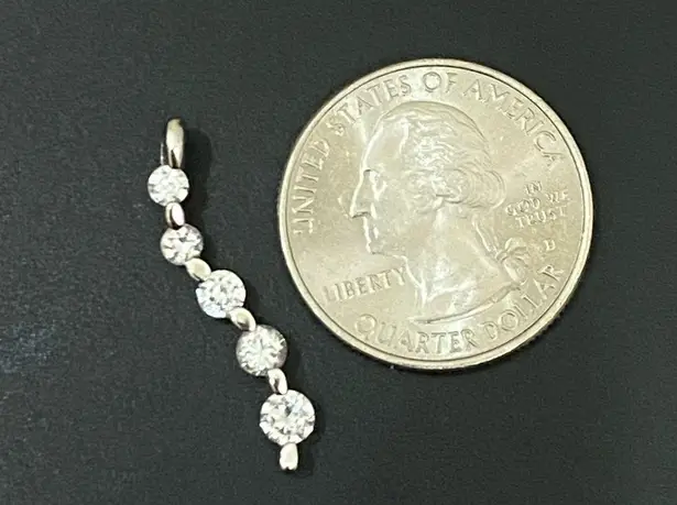 Sterling Silver Vintage Signed 925 Journey Clear Cubic Zirconia CZ Drop Pendant