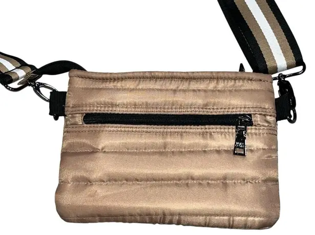 Think Royln Small Tan Nylon Quilted Bum Bag Crossbody Purse Bag