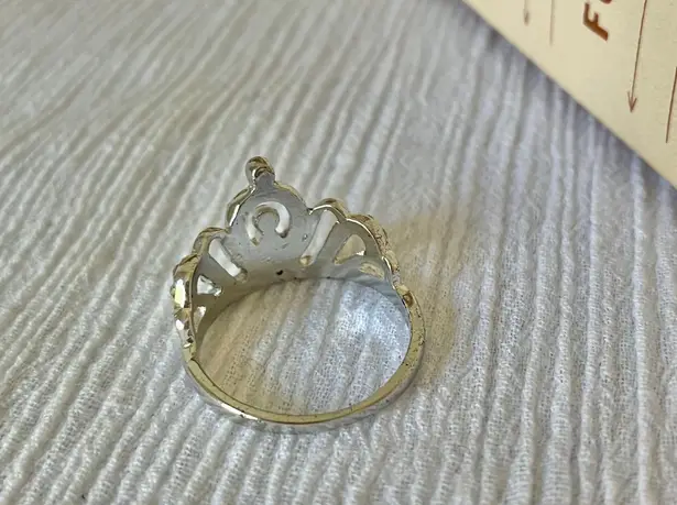 Boutique Silver Sparkle Crown Tiara Princess Ring Promise Girlhood Feminine Rhinestone Jewelry