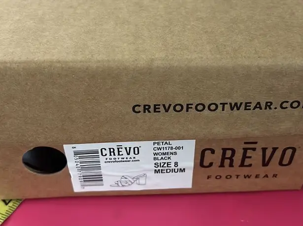 NWT Crevo Petal Block Heel Leather Black Tan Mule Sandal sz 8