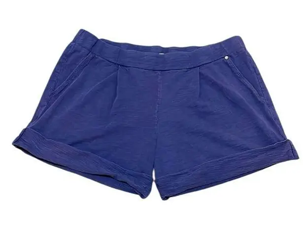 Michael Stars 100% Cotton Cuffed Navy Blue Casual Shorts Elastic Waist Medium