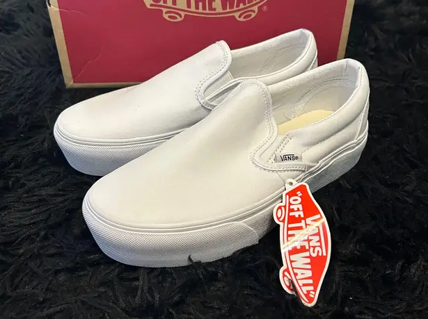 Vans White Platform Slip On Shoes Sneakers New