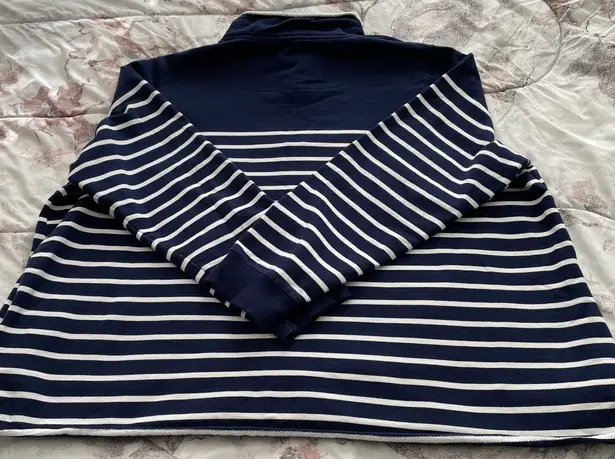 WoolOvers 100% Organic Cotton Striped Blue White Marine Vibe Sweater, size XXL