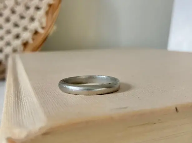 Minimal Thin Silver Pewter Band Ring Engagement Wedding Promise Simple Classic Jewelry