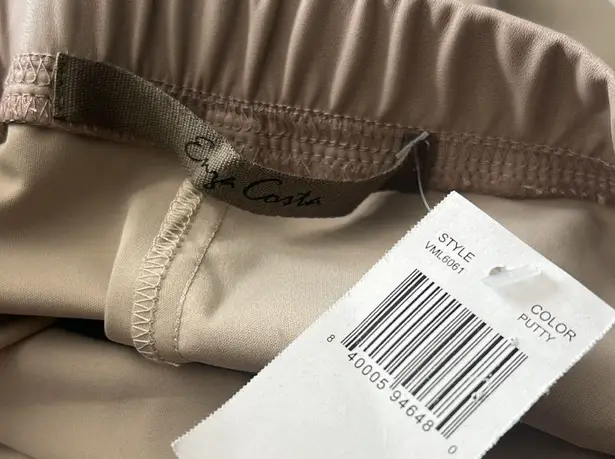 Enza Costa Leather Midi Pull On Wrap Skirt, Putty/Beige Size 2 New w/Tag