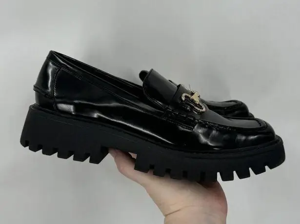 Open Edit  Loafer Women 8 Black Patent Dark Academia Preppy Y2K Buckle Horse Bit