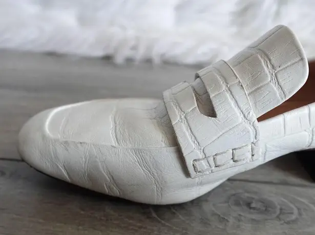 AD & Daughters Bowdin White Croc-Embossed Leather Slip-On Penny Loafers