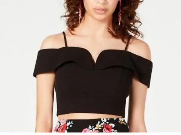 B.DARLIN Black Off The Shoulder Crop Top NEW Size 11/12