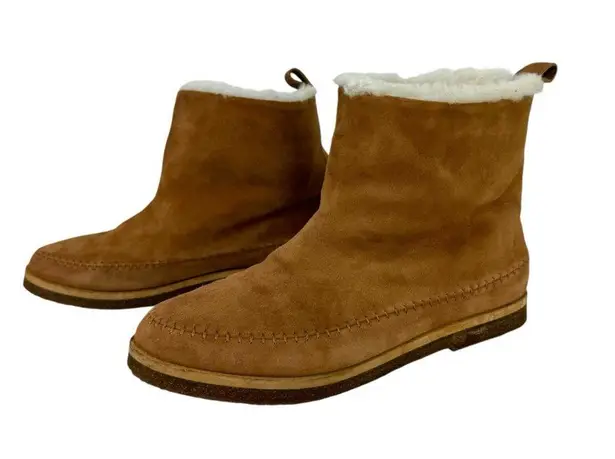 Jenni Kayne Suede Moc Shearling Lined Slip On Ankle Snow Boots Tan Size 39