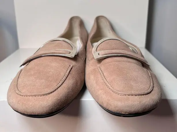 Tods Tan Suede Loafers with Silver Hardware