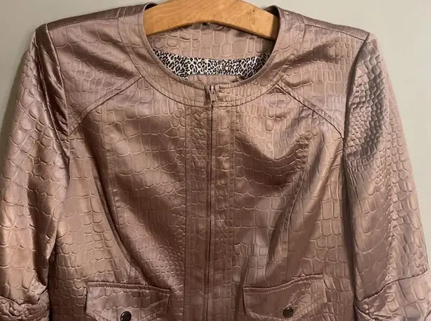 Elegantissimo Firenze Embossed Leather Look Jacket Size 10 Brown