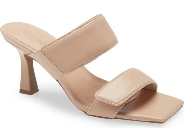 Open Edit Open Edit Sandals Size 11 Qarly Heeled Tan Open Square Toe Slip On Heels