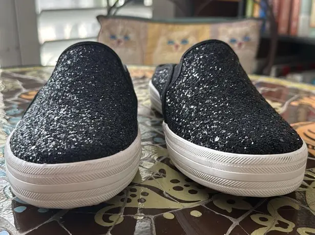 KEDS x KATE SPADE NEW YORK Double Decker Black Glitter Slip On Mules Sz: 7.5