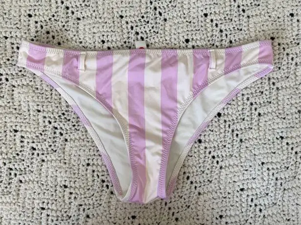 Solid & Striped Elle Striped Purple Bikini Bottoms Belt Loops (Medium)