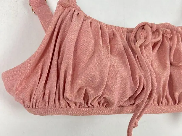 NWT Sundazed Ledia Metallic Shirred Bikini Top Rosegold Pink Size 34B/C Cup NEW