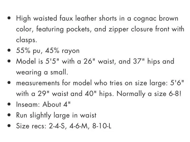 These Three Boutique High Waisted Faux Leather Shorts