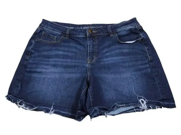 Lane Bryant  Girlfriend Jean Shorts Blue Women's Size 14 Frayed Raw Hem Stretch