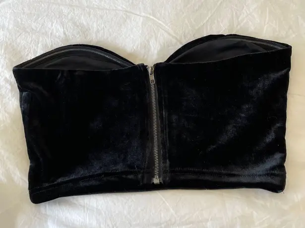 idem Ditto  Rhinestone Strapless Velvet Crop Top Size S in Black 