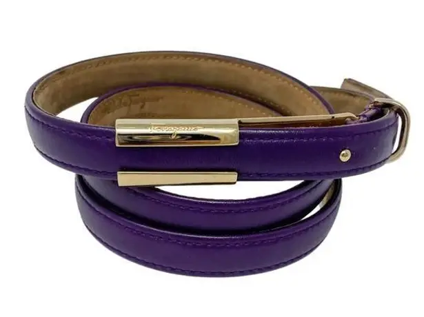 Salvatore Ferragamo Purple Leather Slide & Post Belt size 95cm Large L/XL