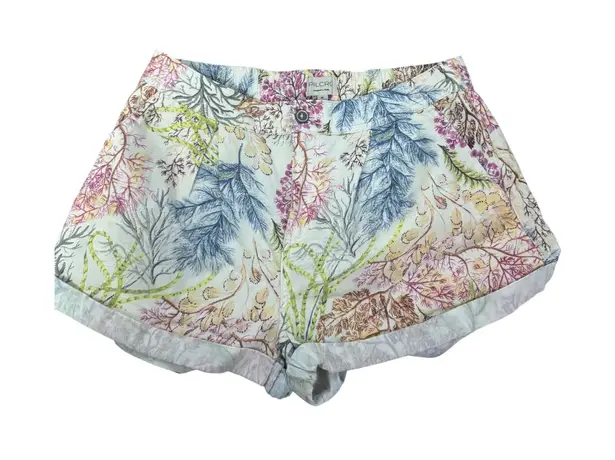 PILCRO & COMPANY Botanical Leaf Print High Rise Short Size 29 Boho Chic Costal White