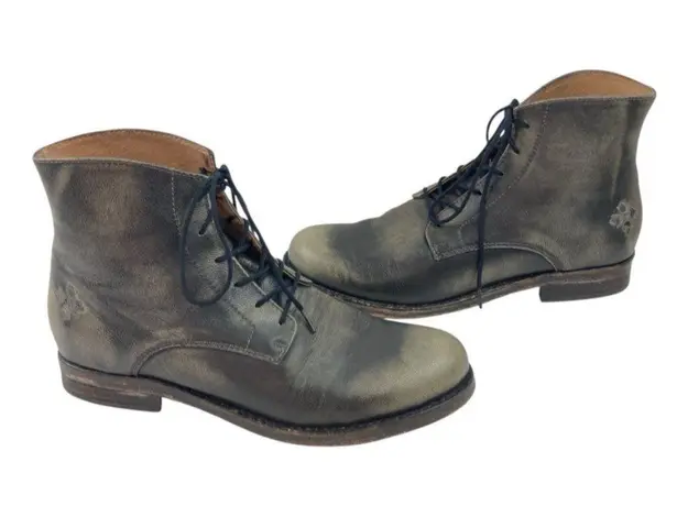 Patricia Nash * Serano Boots Womens 7 Black Mist Distressed Booties Lace Up Boho