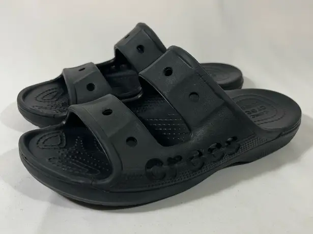Crocs  BAYA TWO STRAP SLIDE SANDAL ICONIC COMFORT UNISEX MEN 5 WOMEN 7 BLACK NEW - Image 1